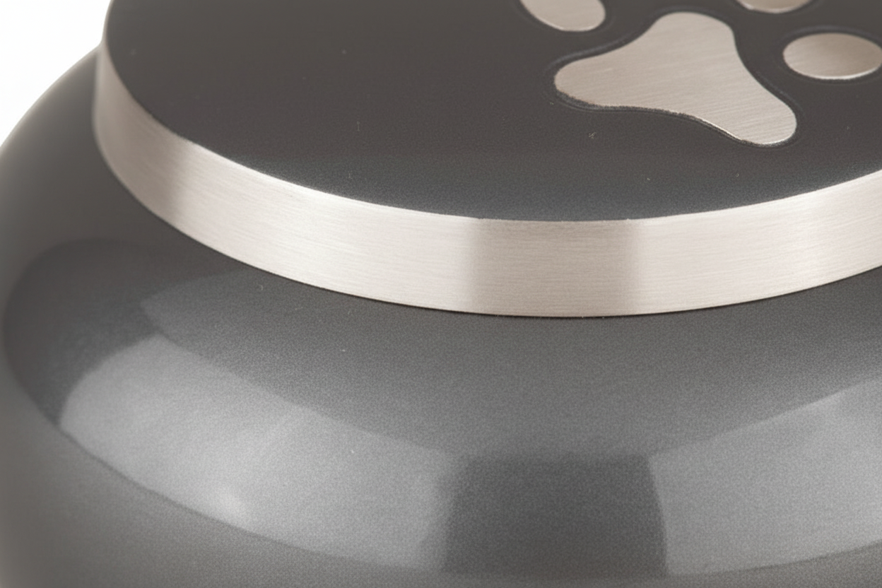 Metalen urn zilver mat, ambachtelijk vervaardigd