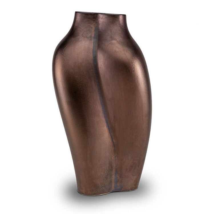 Keramische kunst urn Heart to Heart met bronzen finish
