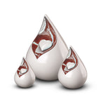 Keramische mini urn Celest met druppelvorm en keramisch hart