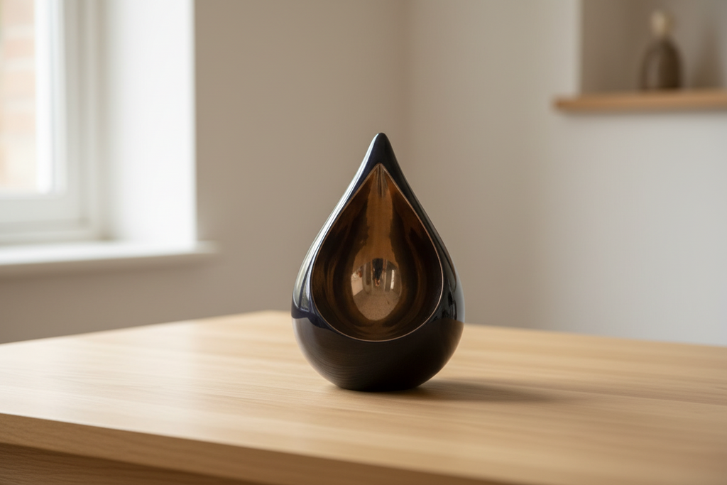 Keramische urn Celest met druppelvorm en duo-opening