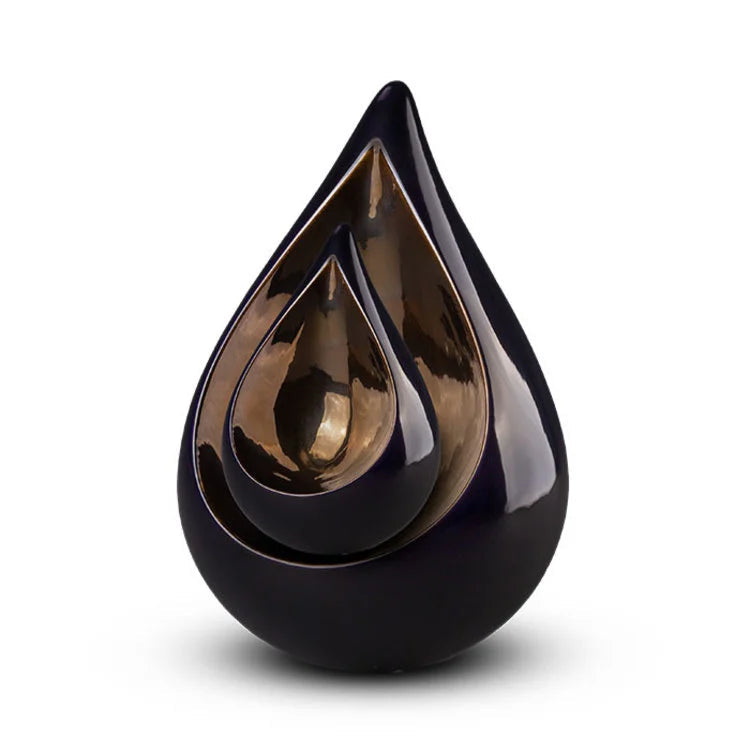 Keramische mini urn Celest met druppelvorm en duo-concept