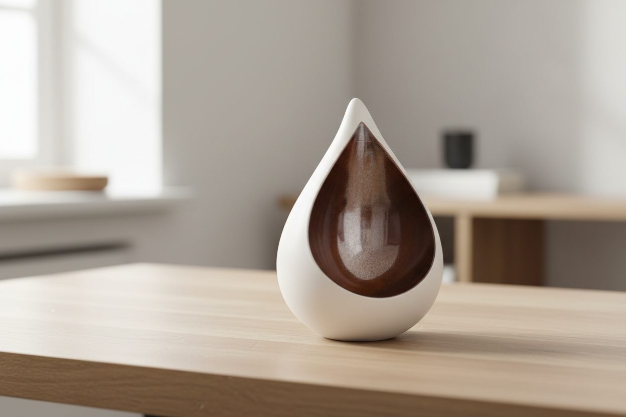 Keramische urn Celest met druppelvorm en elegante duo-opening