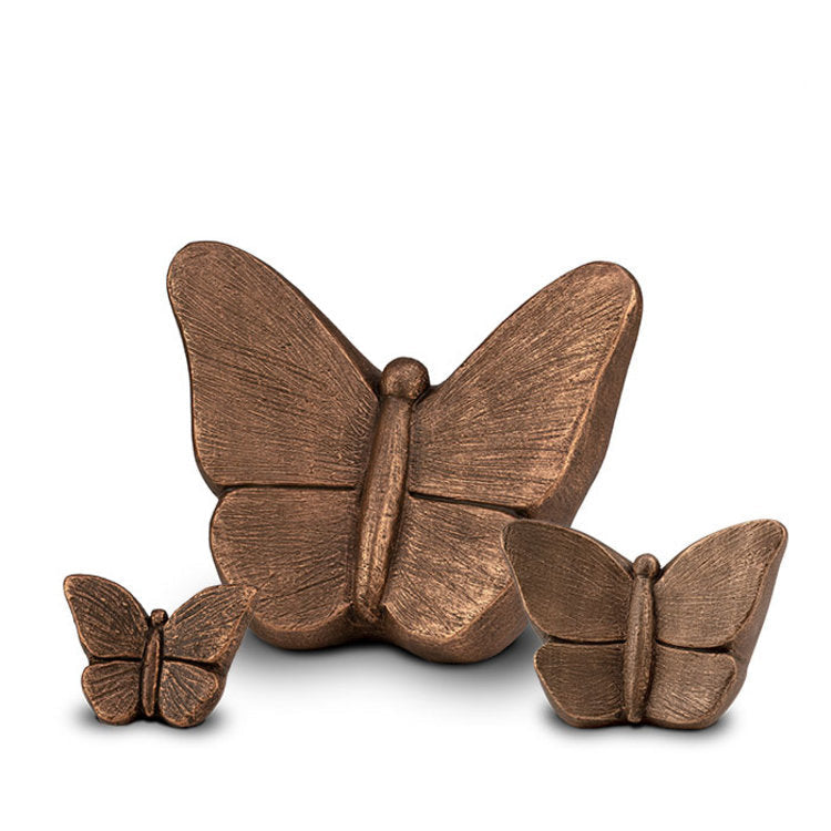 Keramische keepsake urn Mariposa met bronzen vlindermotief