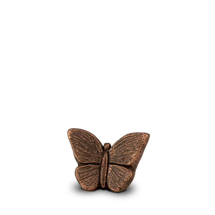 Keramische keepsake urn Mariposa met bronzen vlindermotief