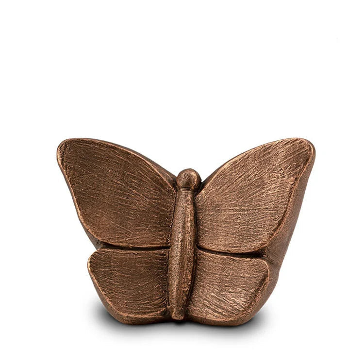 Keramische mini urn Mariposa met bronzen vlindermotief