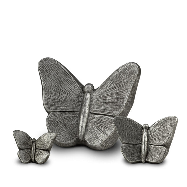 Keramische keepsake urn Mariposa met zilverkleurige vlinderdetails