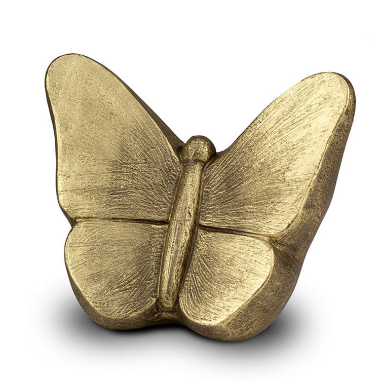Keramische kunst urn Mariposa met bronzen vlindermotief