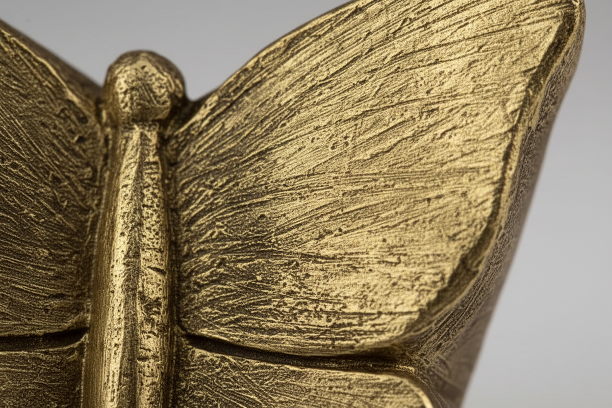 Keramische mini urn Mariposa met goudkleurige vlinderdetails