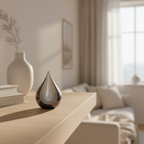 Metalen keepsake urn zilver glanzend met traanvorm