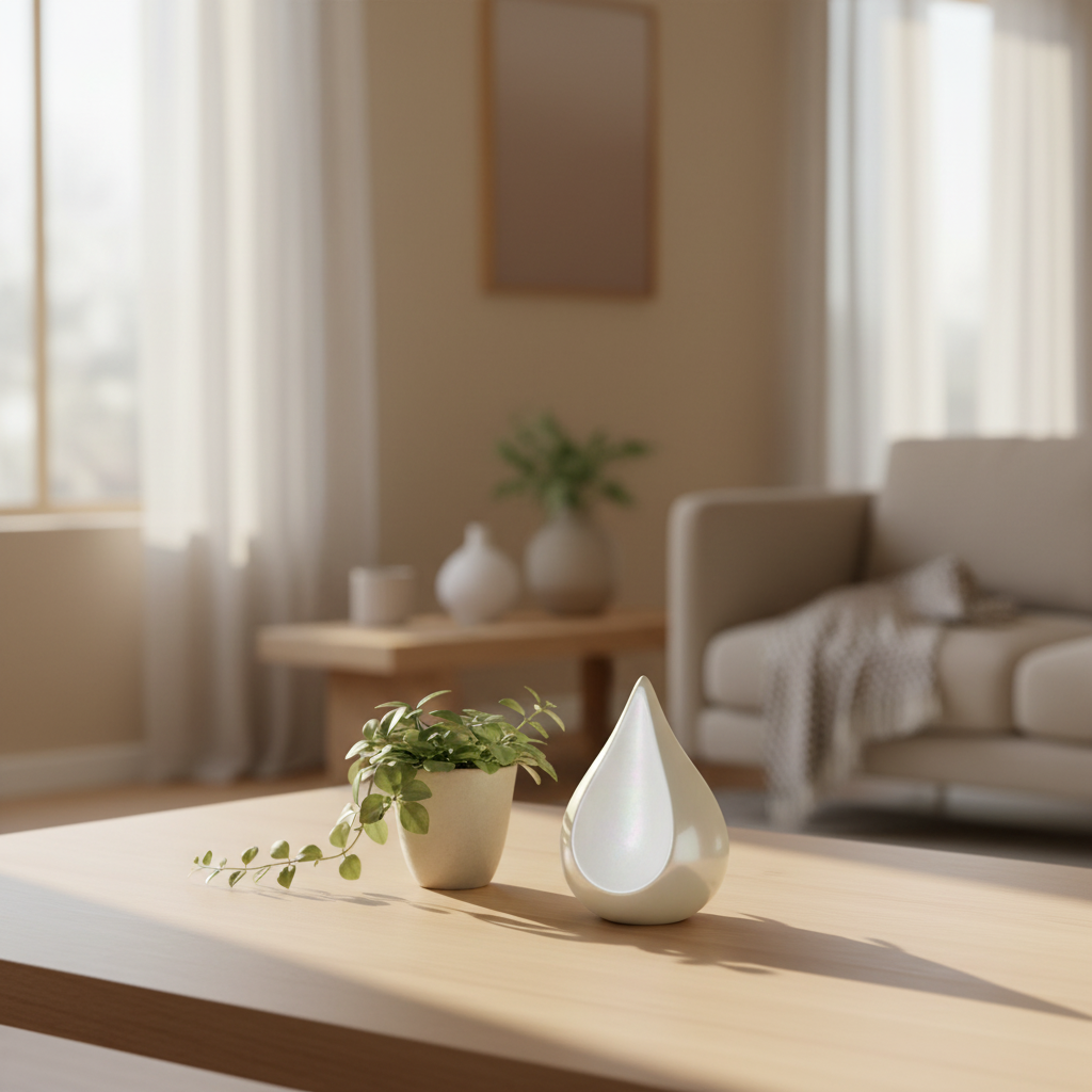 Metalen keepsake urn messing glanzend met traanvorm