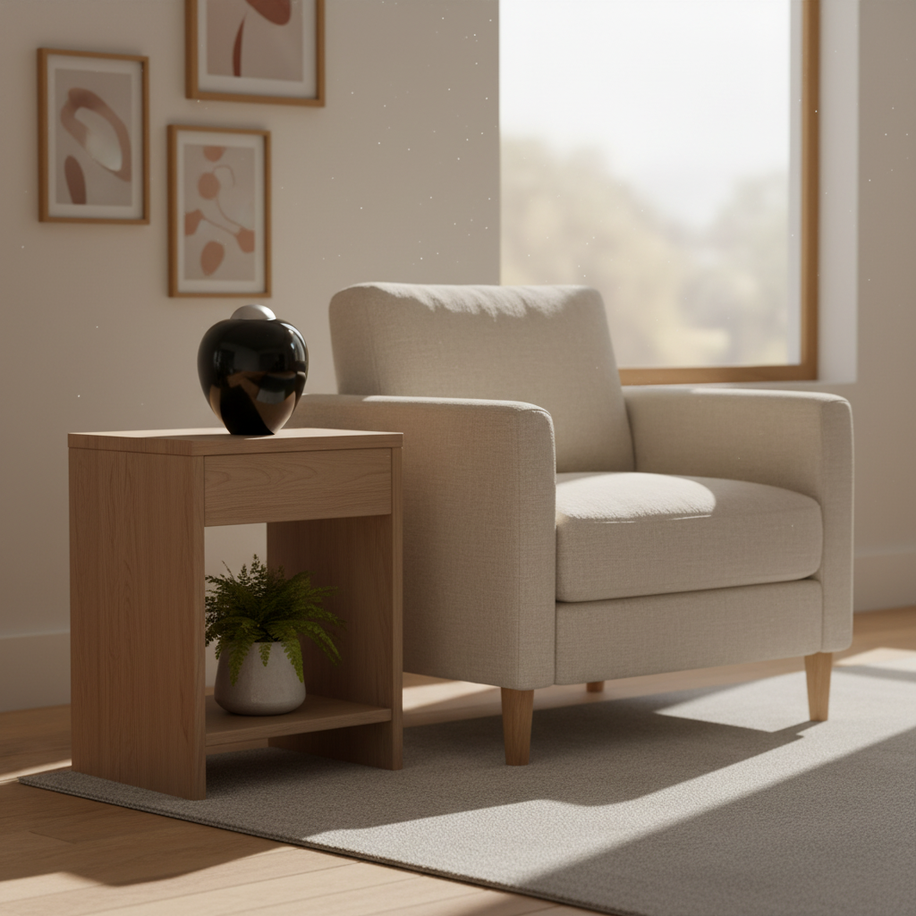 Metalen keepsake urn Onyx zwart met elegant ontwerp