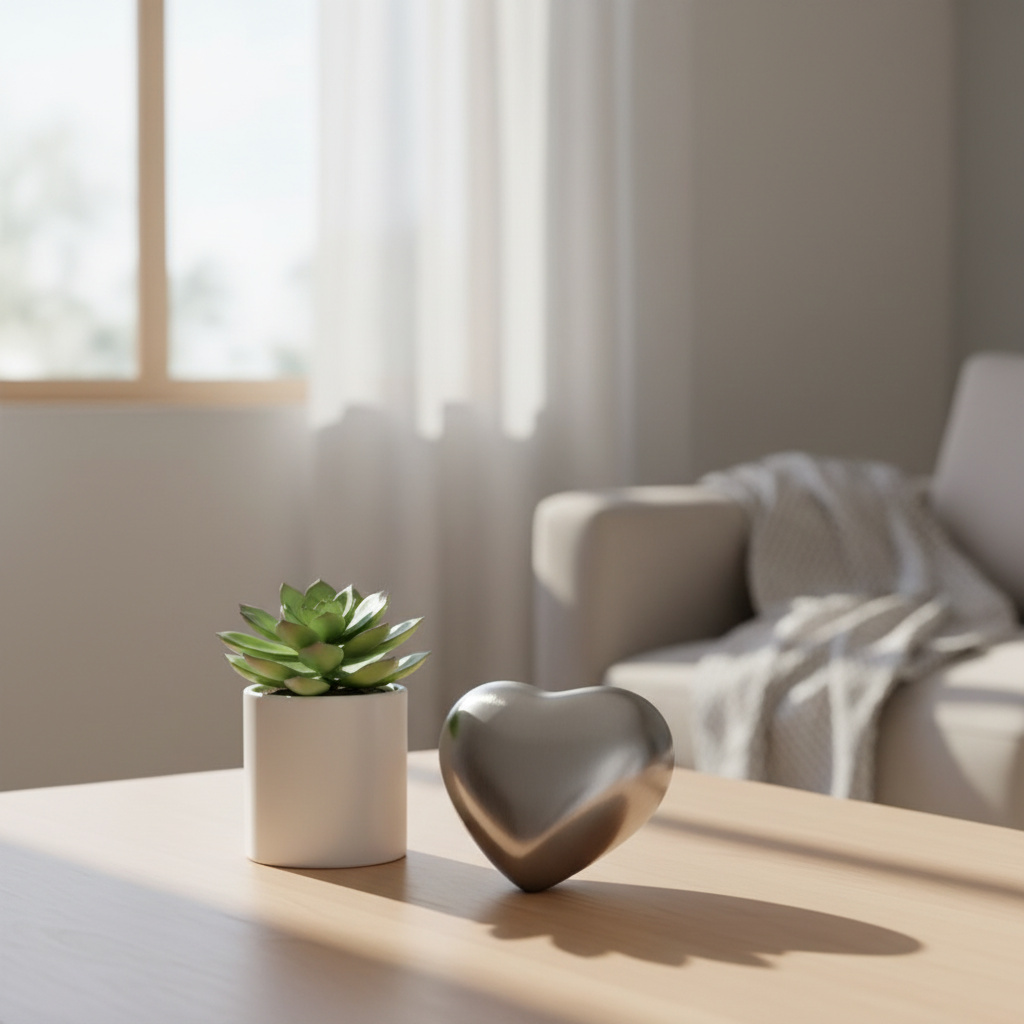 Metalen keepsake urn messing in hartvorm