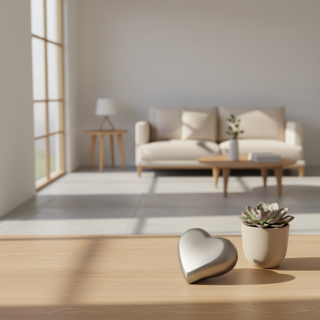 Metalen keepsake urn messing met lief hartvormig design