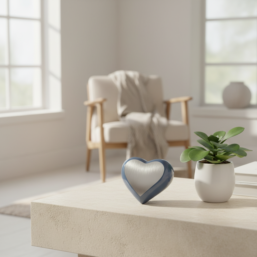 Metalen keepsake urn messing hartvorm