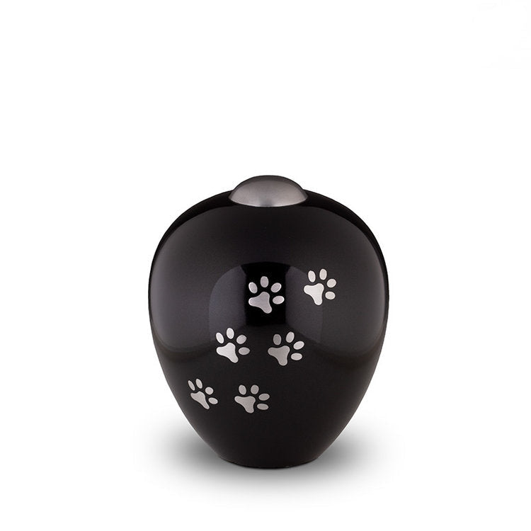 Medium metalen dierenurn Amore Onyx glans