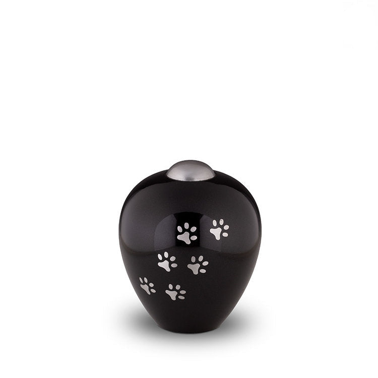 Kleine metalen dierenurn Amore Onyx glans