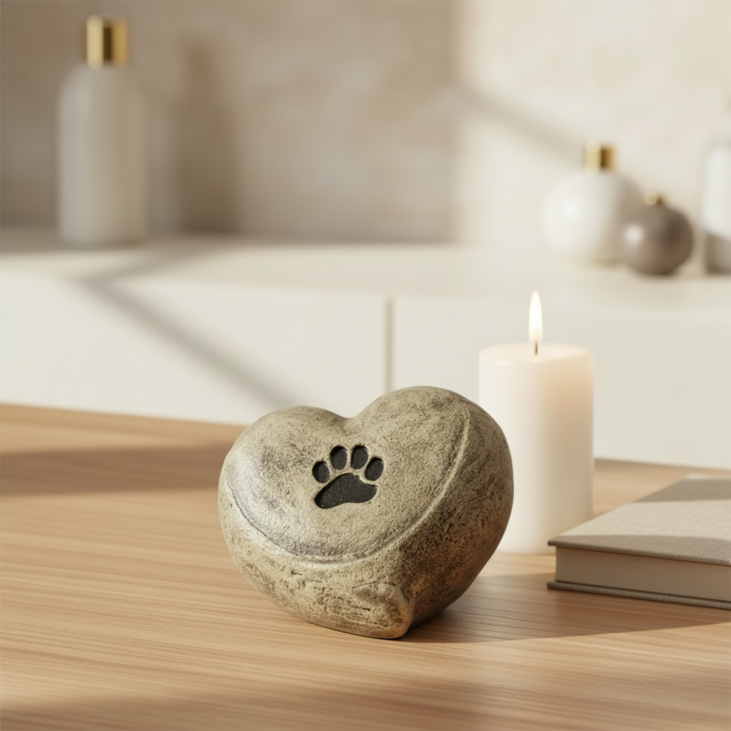 Keramische urn zwart champagnekleur herinnering huisdier