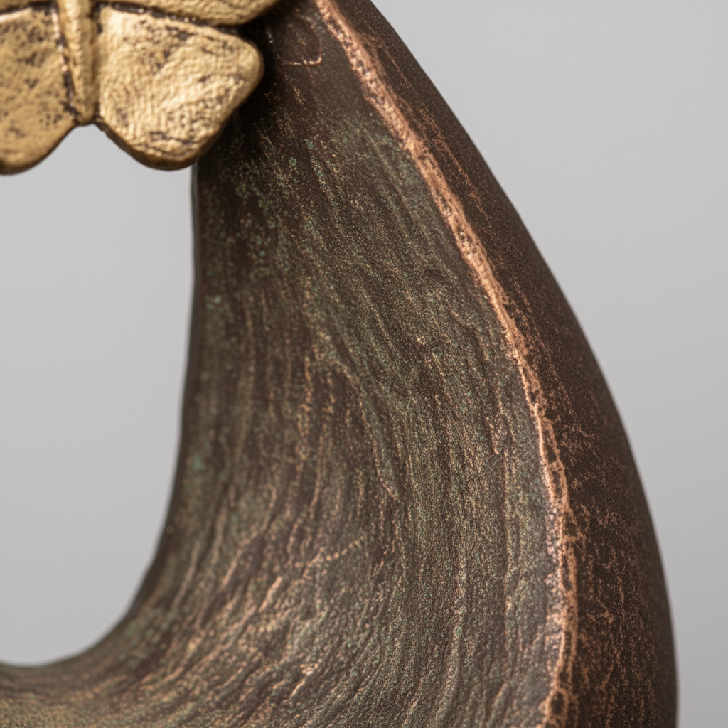 Keramische urn bronskleur met verlichte vlinder – handgemaakt kunstobject