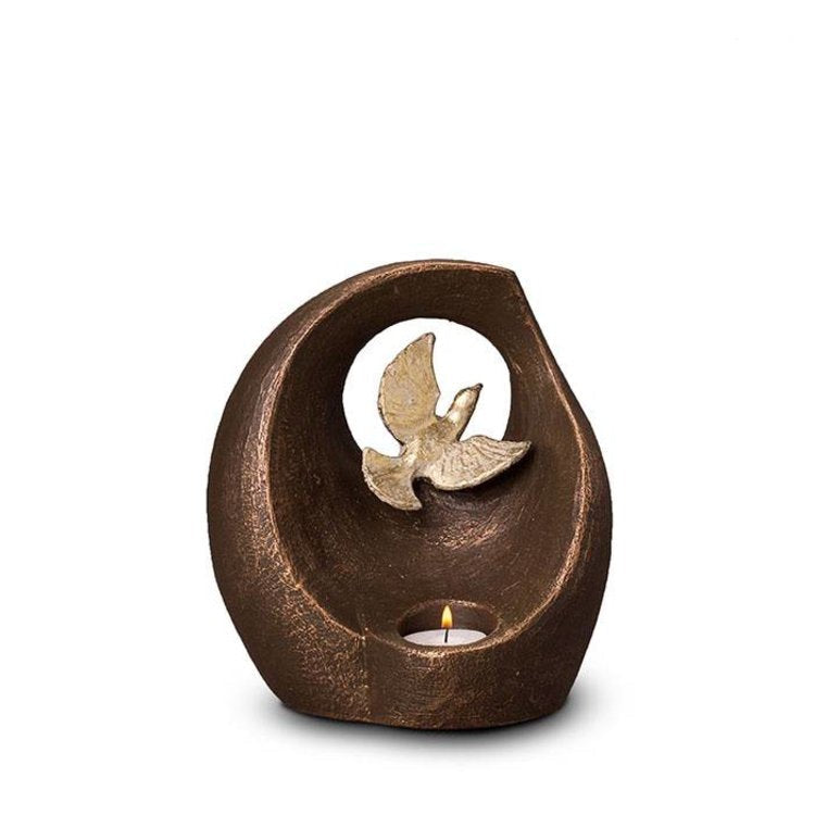 Keramische urn brons Vlucht in het oneindige waxinelichthouder