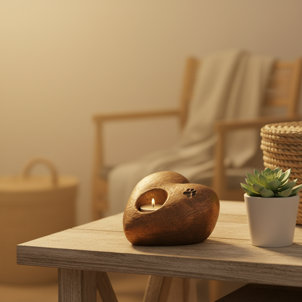 Keramiek urn Dier bronskleur symbolisch kunstwerk