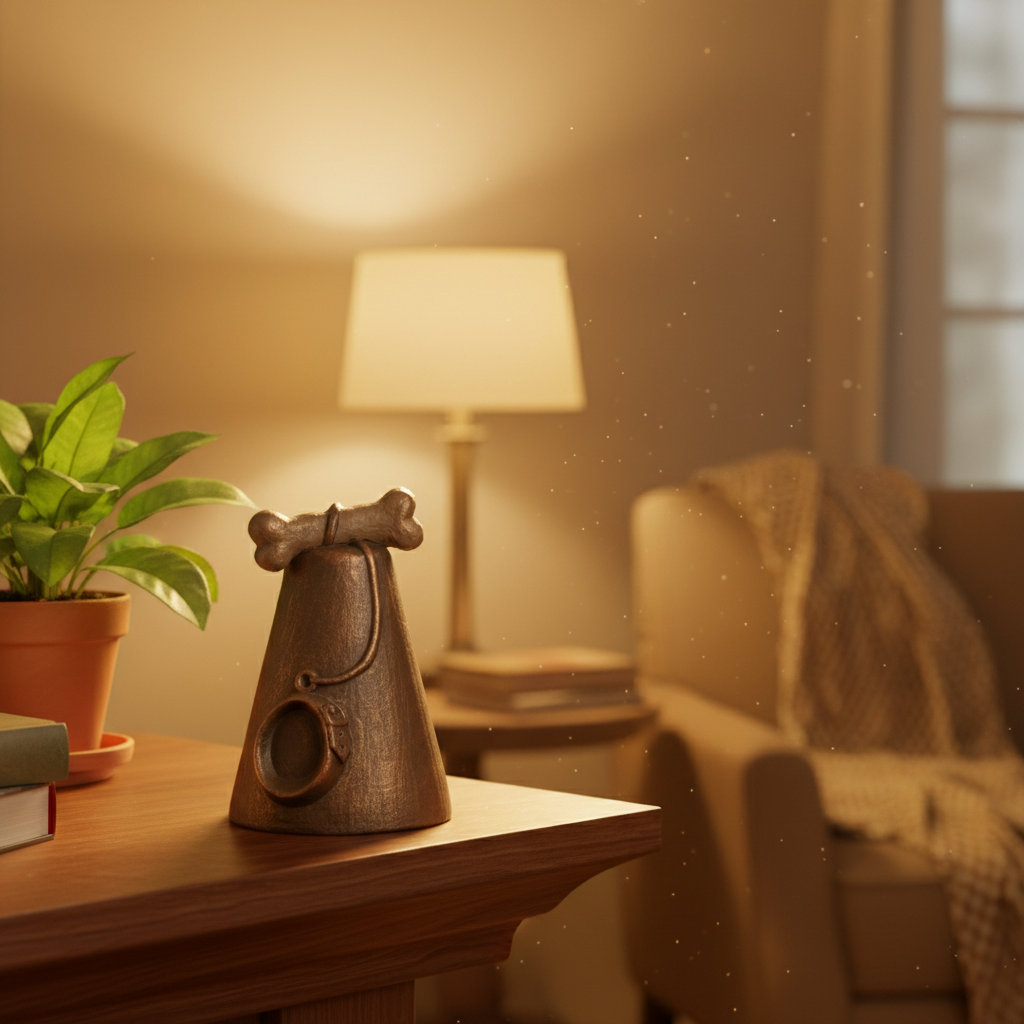 Keramiek urn Dier bronskleur statige vorm