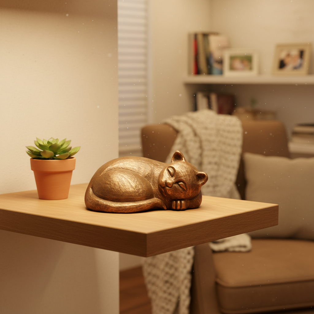 Keramiek urn Dier bronskleur organische lijnen