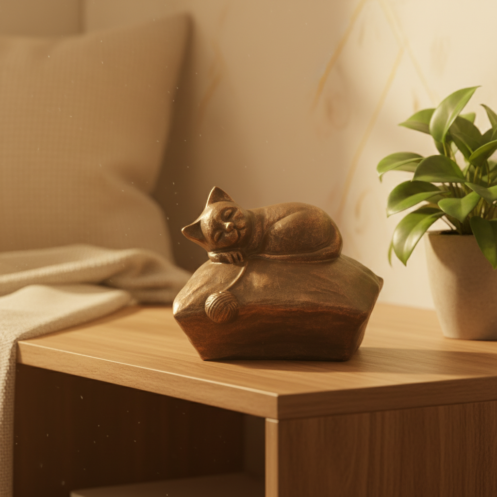 Keramiek urn Dier bronskleur modern design