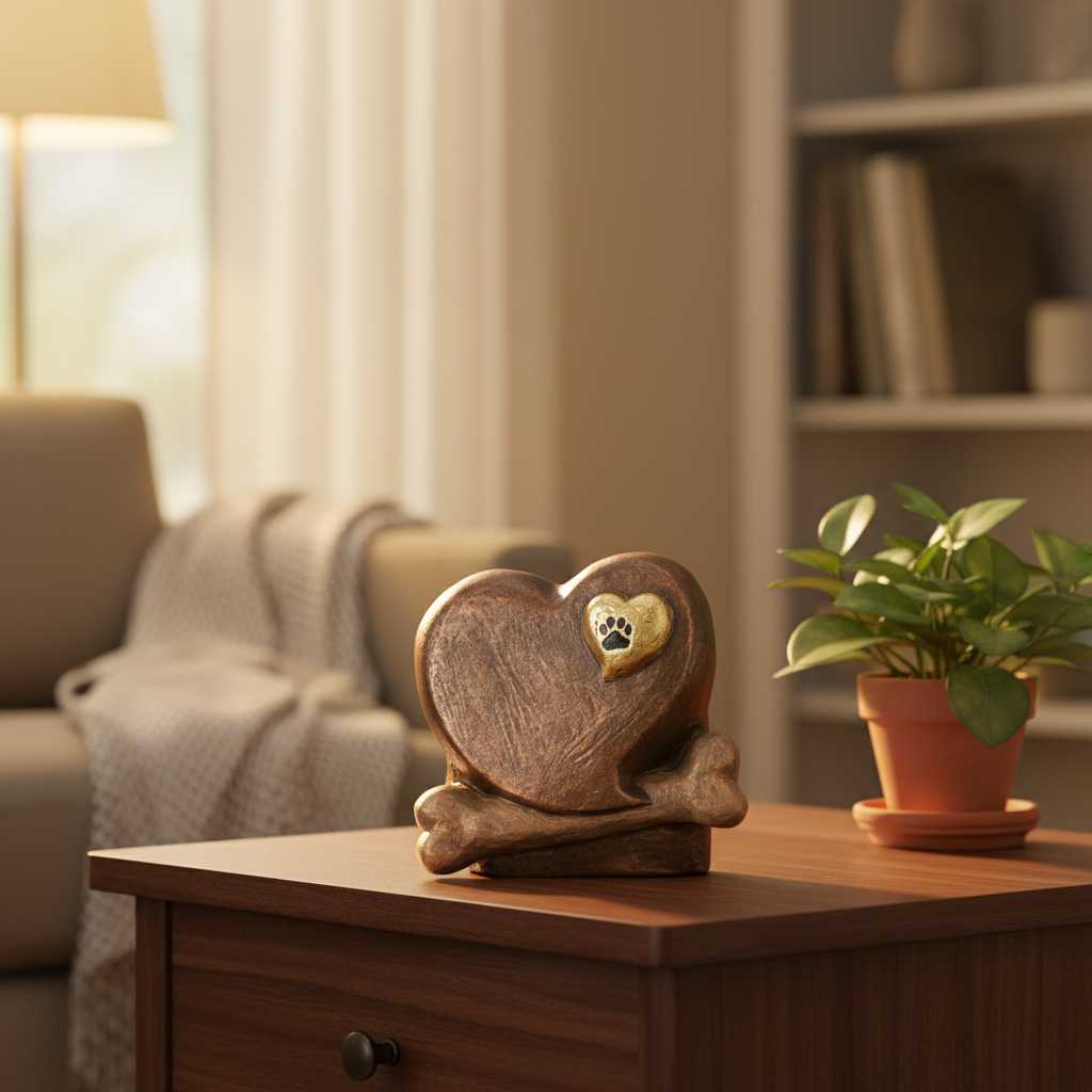 Keramiek urn Dier brons goudkleur royaal formaat