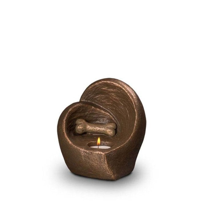 Keramiek urn Dierenurn bronskleur mat verfijnd design