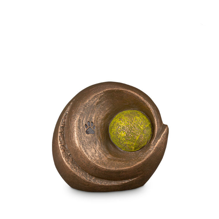 Keramiek urn Dierenurn brons en geel mat uniek design