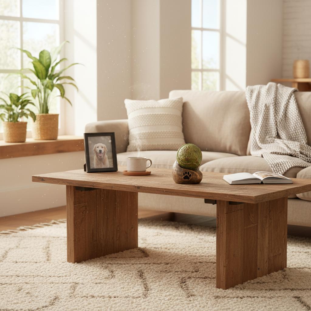 Keramiek urn Dierenurn brons en geel mat klein model