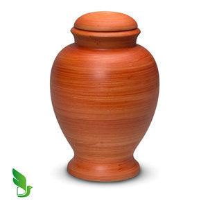 Biologische urn naturel handgemaakt duurzaam met GreenLeave label