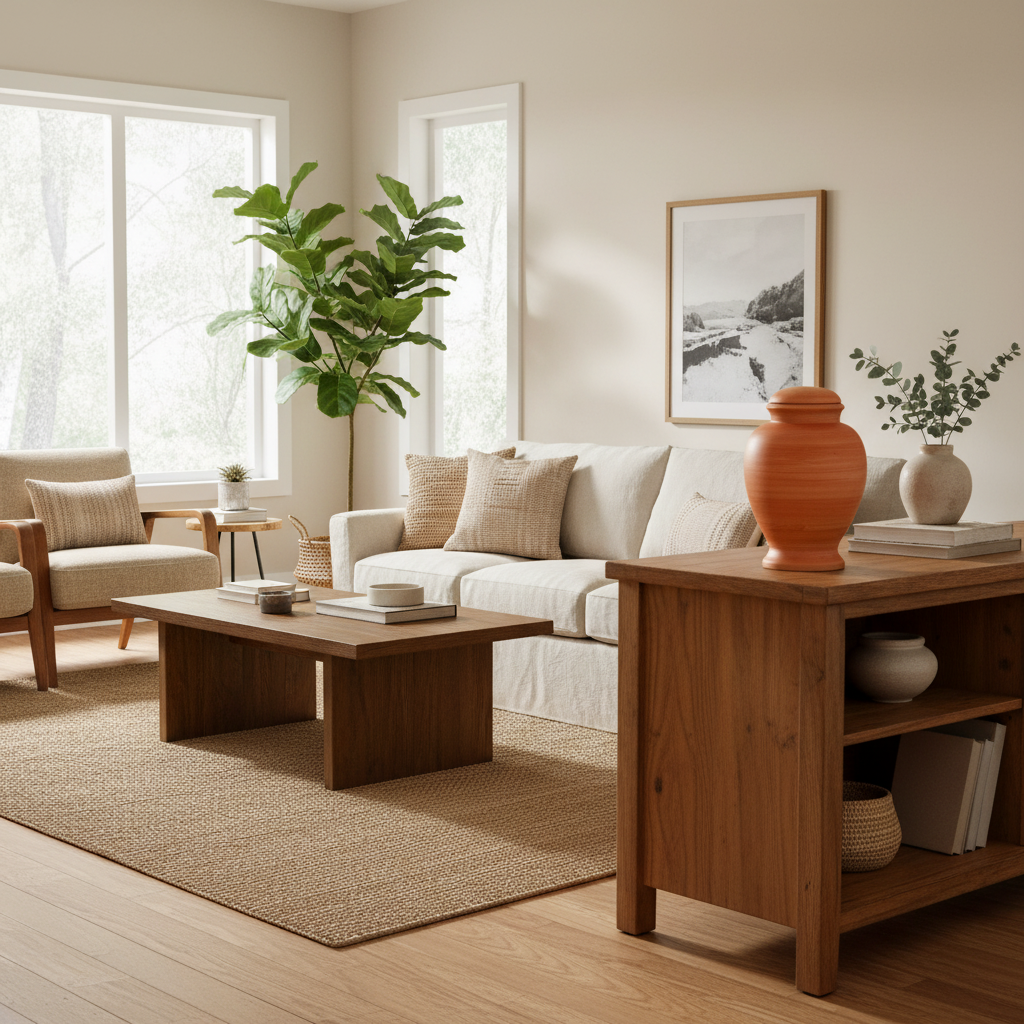 Biologische urn naturel handgemaakt duurzaam met GreenLeave label