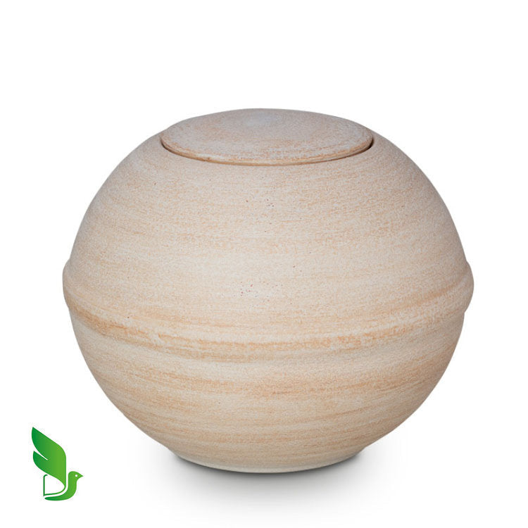 Handgemaakte biologische urn naturel duurzaam en milieuvriendelijk