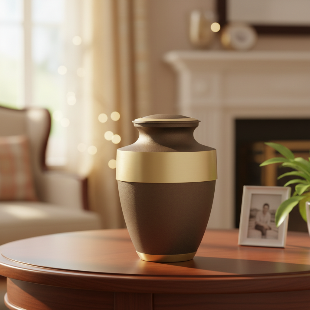 Metalen urn mat zilver met verfijnde afwerking