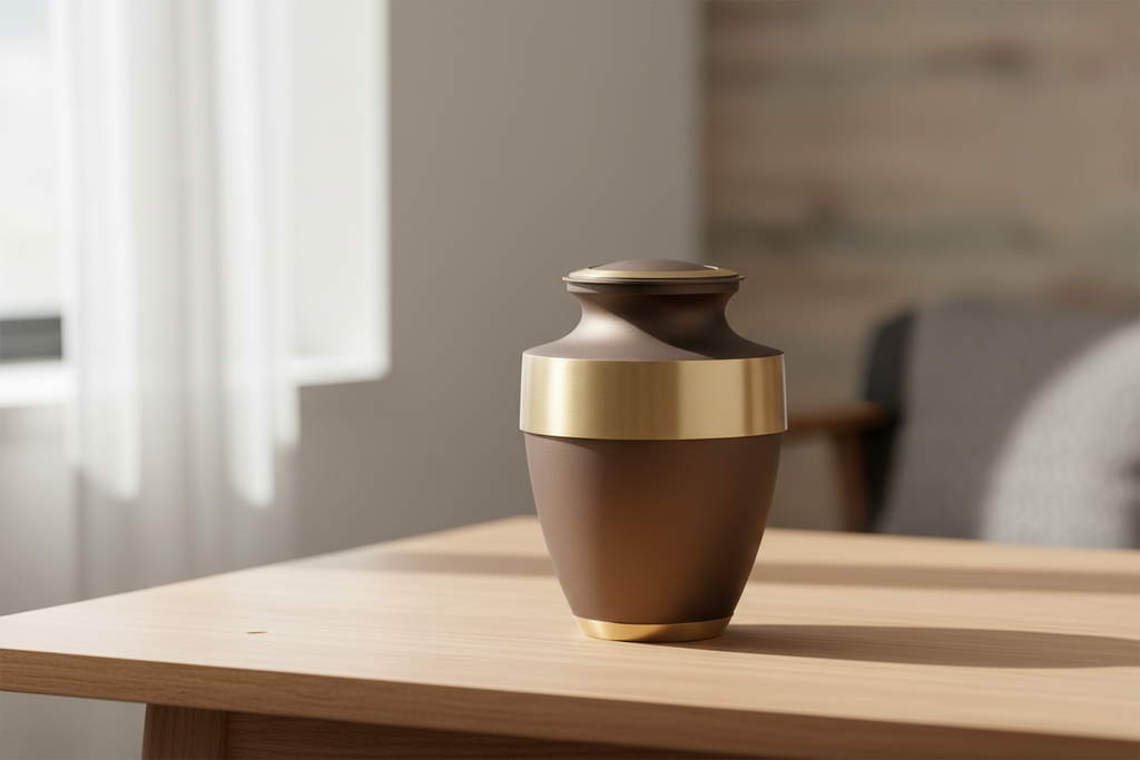 Metalen urn mat zilver met verfijnde afwerking