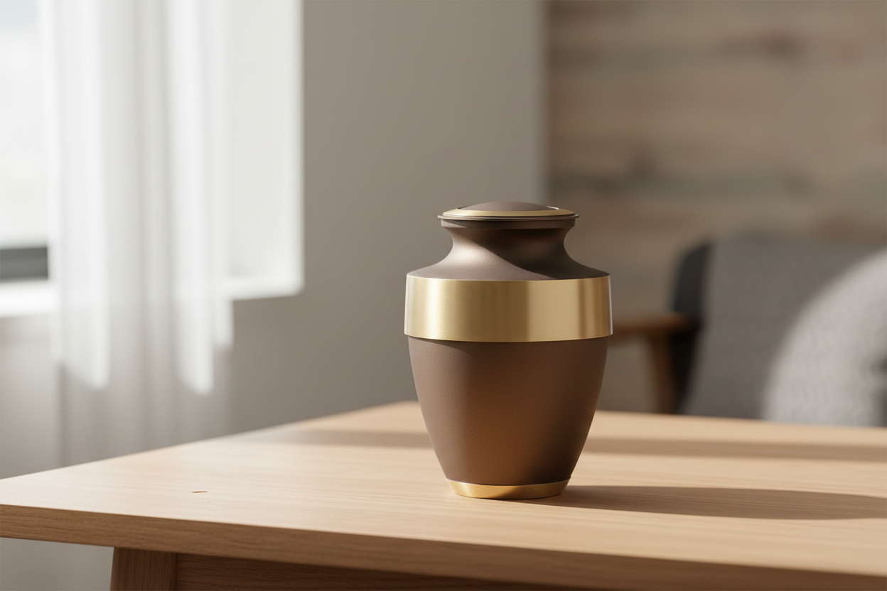 Metalen urn mat zilver met verfijnde afwerking