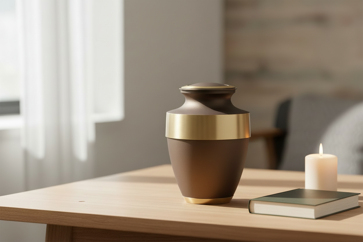 Metalen urn mat zilver met verfijnde afwerking