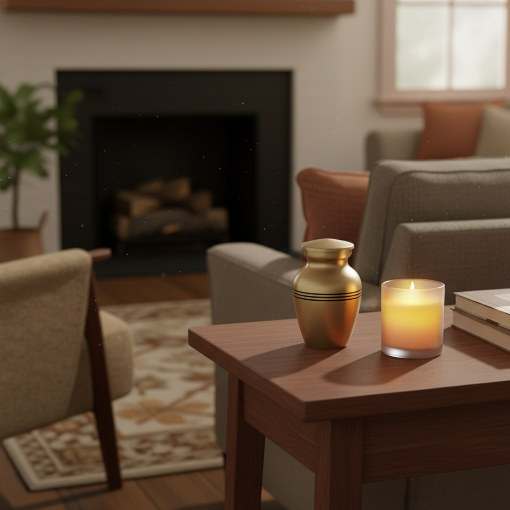 Metalen keepsake urn ambachtelijk messing en aluminium