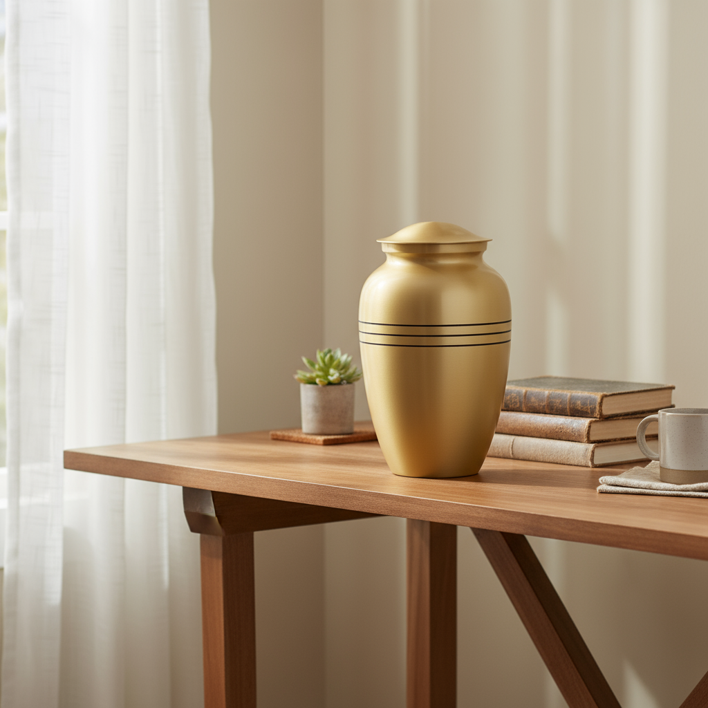 Metalen urn ambachtelijk vervaardigd