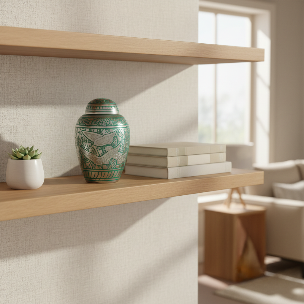 Metalen keepsake urn messing, ambachtelijk en duurzaam