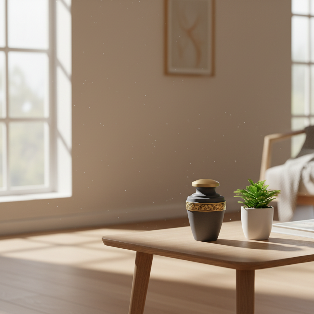 Metalen keepsake urn messing met verfijnde afwerking