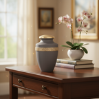 Metalen urn messing en aluminium, ambachtelijk vervaardigd