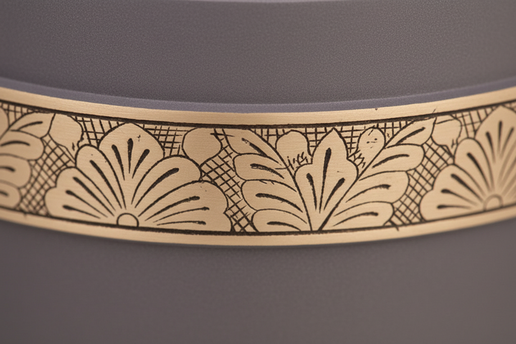 Metalen urn messing en aluminium, ambachtelijk vervaardigd