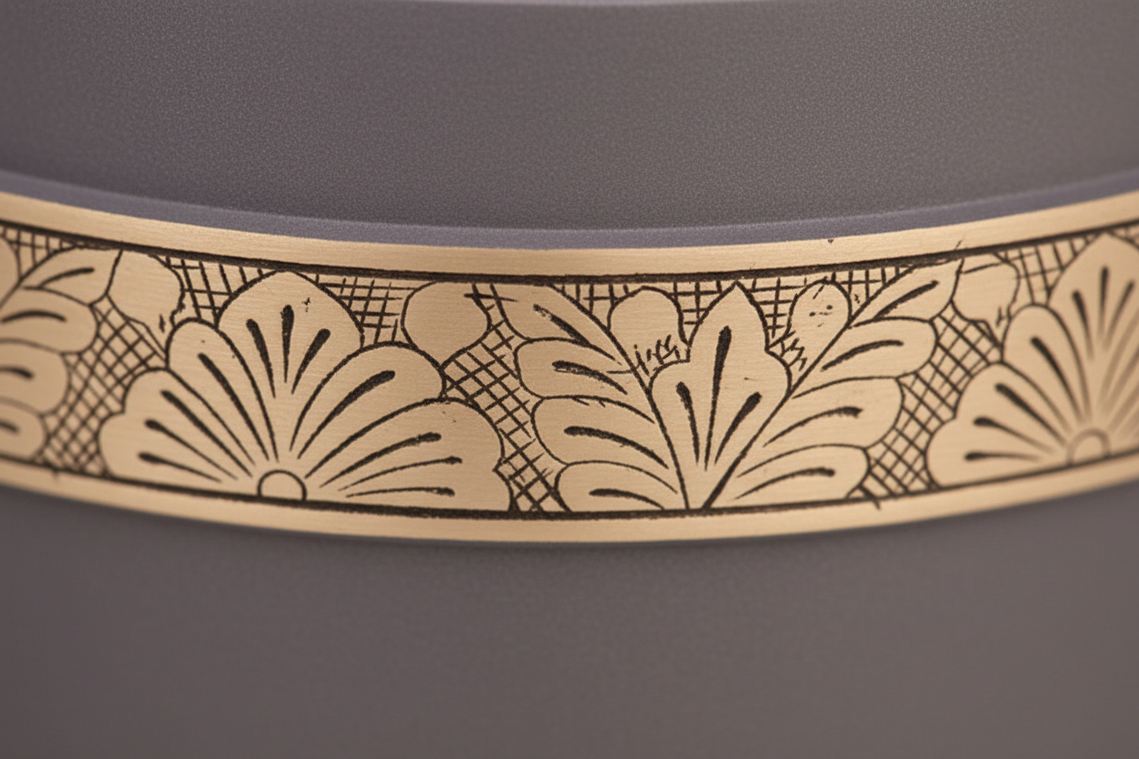 Metalen urn messing en aluminium, ambachtelijk vervaardigd