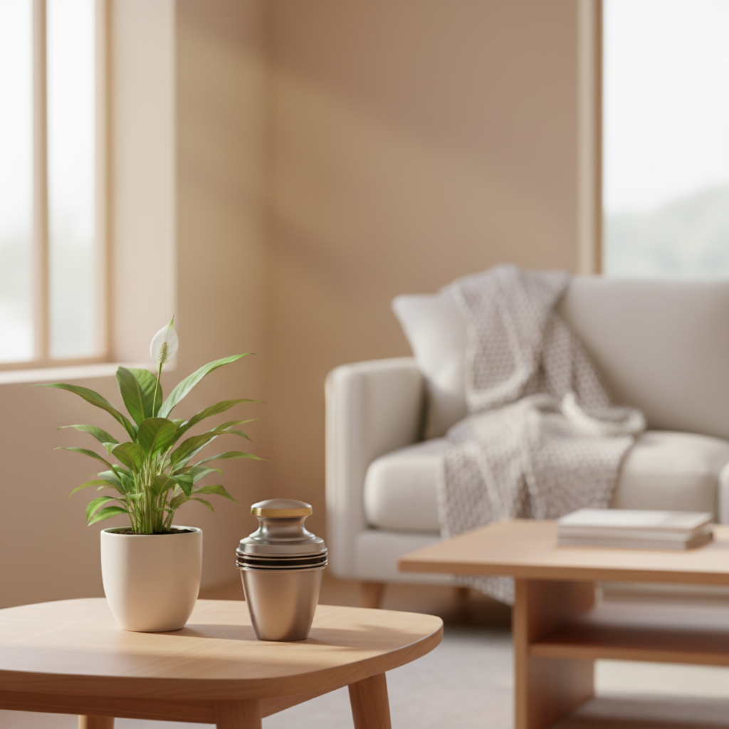 Metalen keepsake urn messing met ambachtelijke afwerking