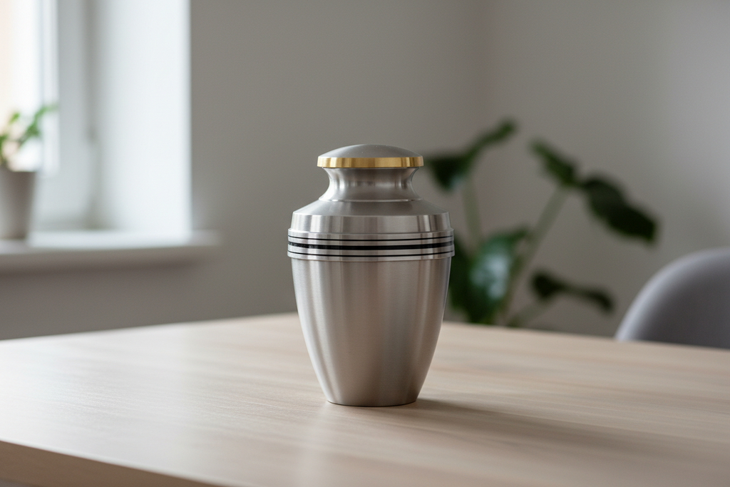 Metalen urn messing met hoogwaardige afwerking