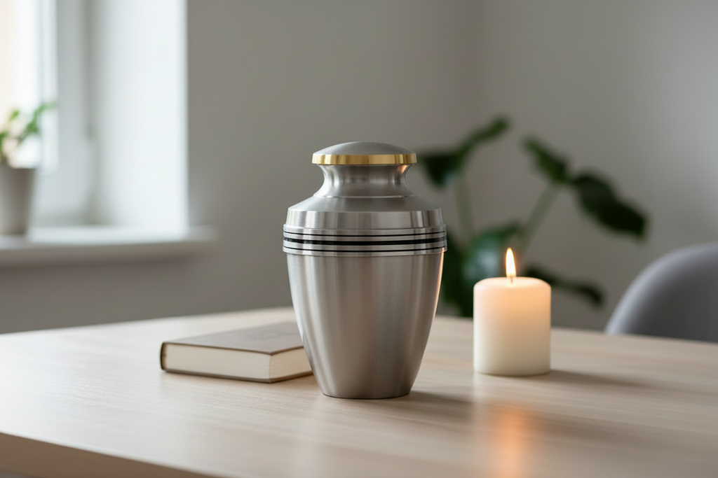 Metalen urn messing met hoogwaardige afwerking