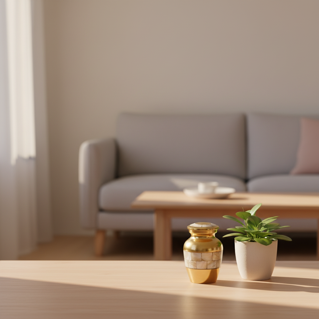 Metalen keepsake urn messing met stijlvolle afwerking