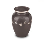 Metaal urn antracietgrijs en zilver met dierenpootjes groot klassiek